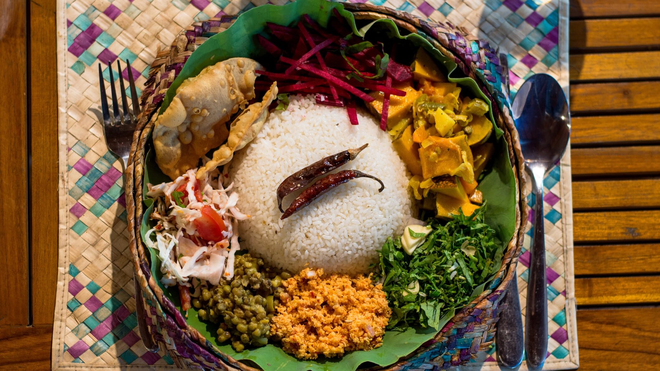 Sri Lanka traditional curry and rice dish