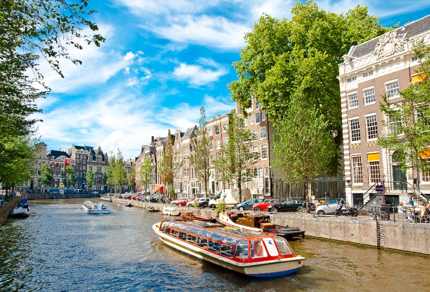 Amsterdam, Netherlands a warmest destination in April in Europe