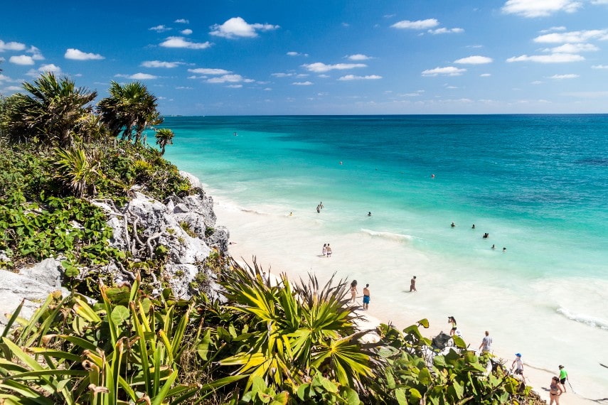Tulum ruins beach at Cancun Mexico