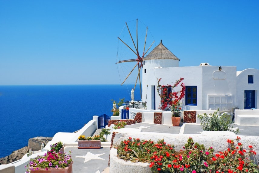 Oia village at Santorini island in March
